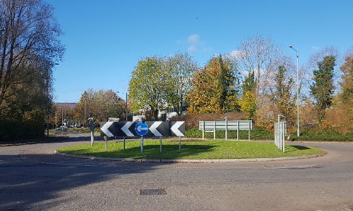 Newport Road at the junction with Abbeyfields, bottom of Llantarnam Park Industrial Estate