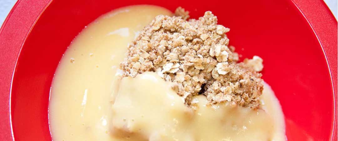 Summer fruit crumble and custard