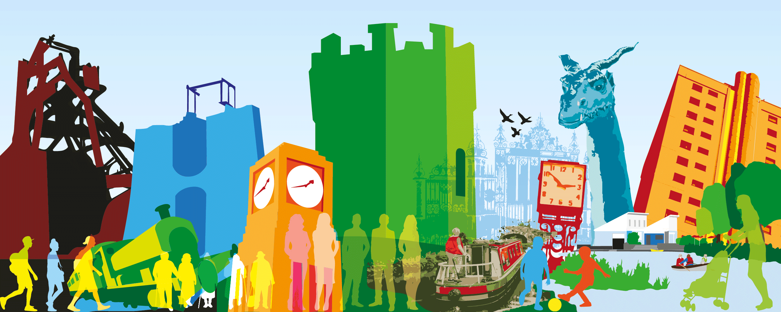 Illustrations of landmarks in Torfaen