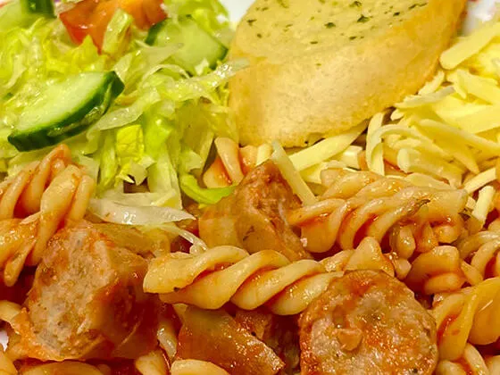 Pork sausage in a savoury tomato sauce