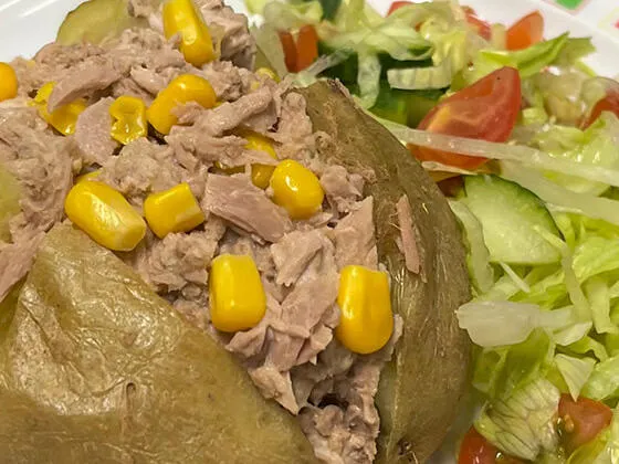 Tuna and sweetcorn filled jackets