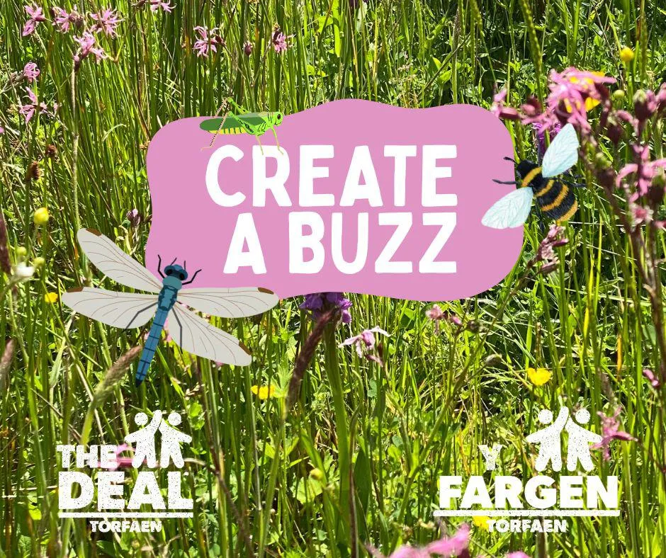 Create a buzz poster showing wildlife and flowers