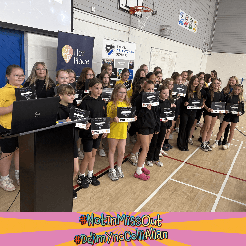 Pupils receiving their certificates for the Girls in Tech programme