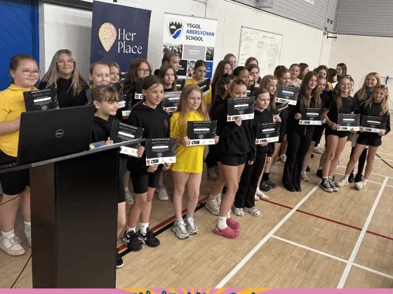 Pupils receiving their certificates for the Girls in Tech programme