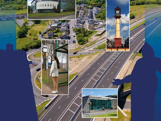 Montage of images of places of interest in Blaenau Gwent and Torfaen