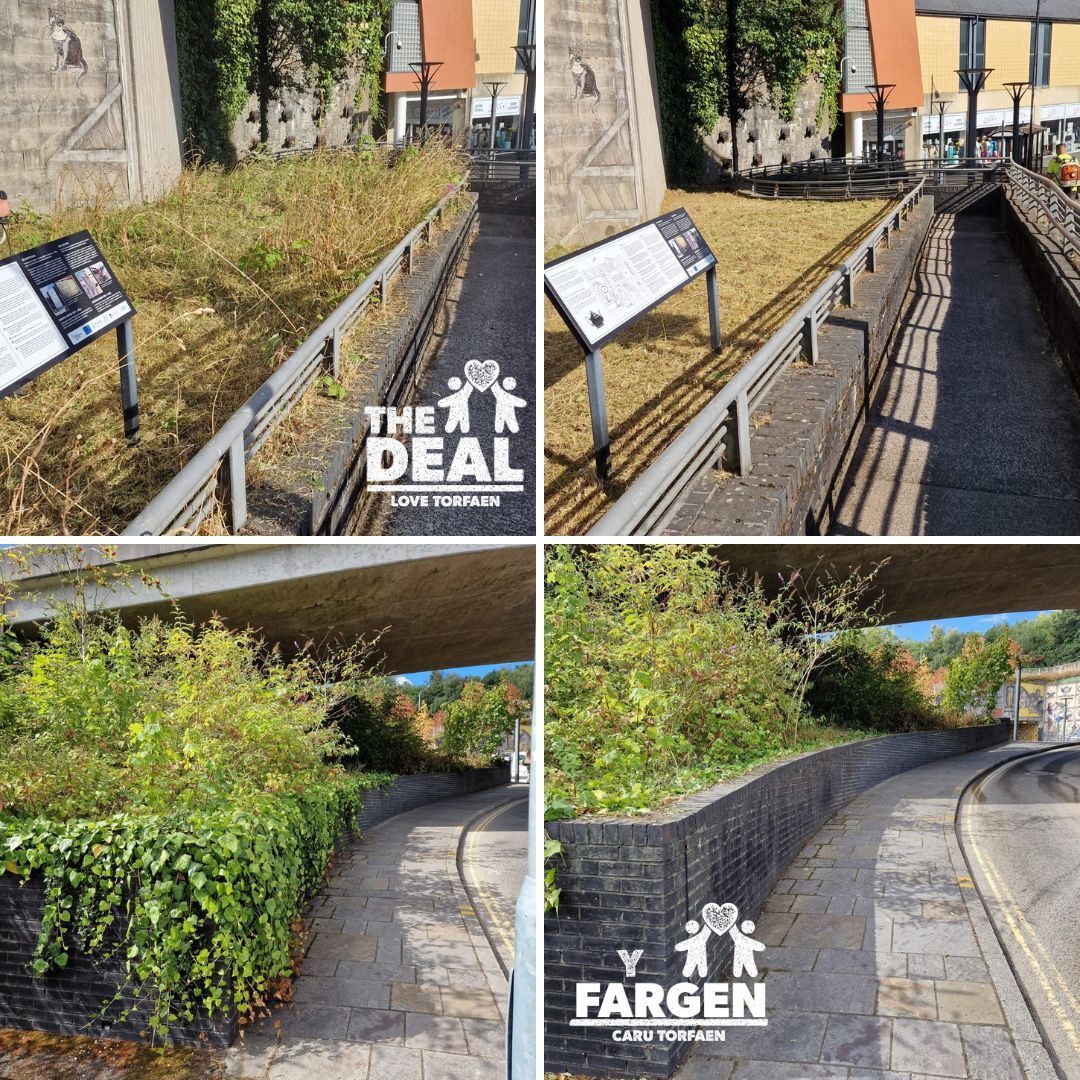 Before and after clean up work completed in Pontypool