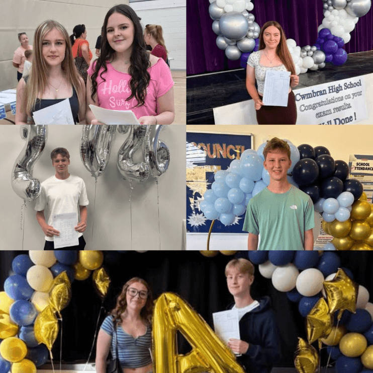 pupils holding there gcse results 