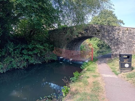 Temporary dam on the Monmouthshire and Brecon Canal north of the Basin
