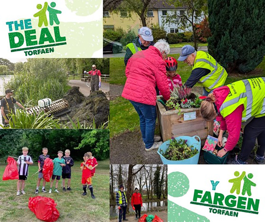 The Deal in action, showing litter picking, flower planting and canal clearing